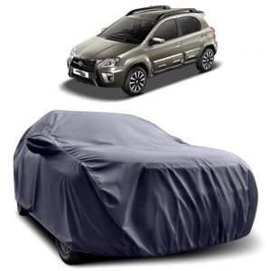 Body Cover for Etios Cross Water Resistant Polyester Fabric with Mirror Pocket Slots_Grey Colour